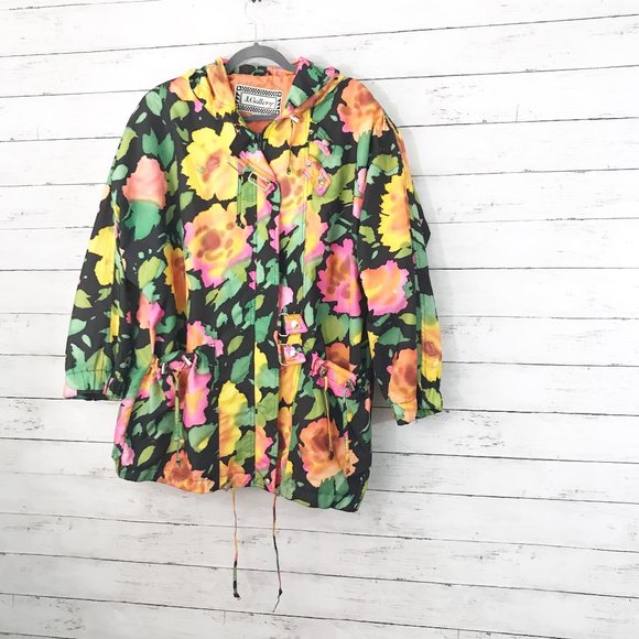 J.Gallery Floral Oversized Waterproof Coat Medium - Picture 1 of 5